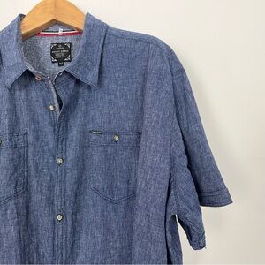 Point Zero Men’s Linen Cotton Short Sleeve Buttoned Shirt Size 4XT‎ Relaxed Fit